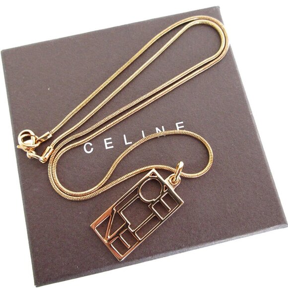 Auth CELINE Necklace Pink gold metal s0570a - Picture 4 of 8